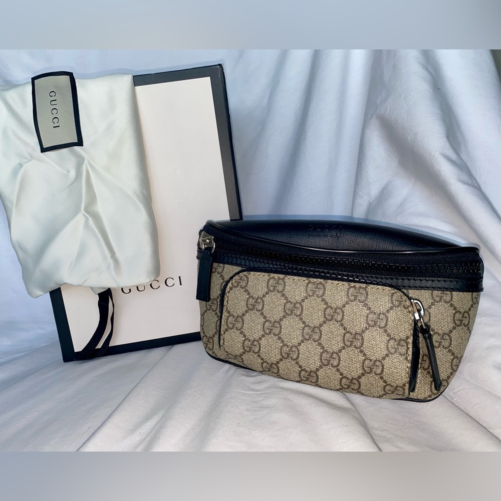 ❤️SOLD❤️ GUCCI Bag Men's Women's Waist GG Supreme Brown Black 450946